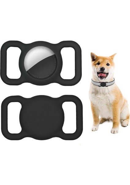 Silikon Kılıf Evcil Hayvan Tasmasına Takılabilir Arkası Kapalı Düşmez Kopmaz Yıkanabilir (Siyah)