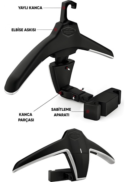 Oto Koltuk Arkası Elbise Askılığı Ceket Askısı Katlanabilir Siyah Araç Içi Askılık Kaydırmaz Yüzeyli Çanta Kıyafet Askısı Yüksek Kalite fırsatları