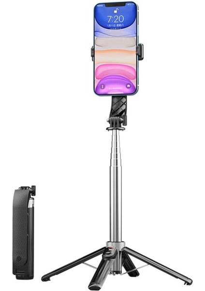 Xo Is Beauty Selfie Çubuğu/ SS11 | 360° Dönebilen, Uzaktan Kontrollü, Katlanabilir & Ayarlanabilir, Profesyonel Selfie ve Fotoğraf Çekim, Ergonomik Tasarım 17.5-104CM / Siyah