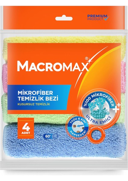 Mikrofiber Temizlik Bezi 4&apos;lü Paket, Çok Amaçlı Toz Alma ve Yüzey Silme Bezi