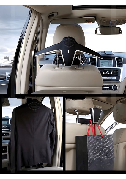 Oto Koltuk Arkası Elbise Askılığı Ceket Askısı Katlanabilir Siyah Araç Içi Askılık Kaydırmaz Yüzeyli Çanta Kıyafet Askısı Yüksek Kalite