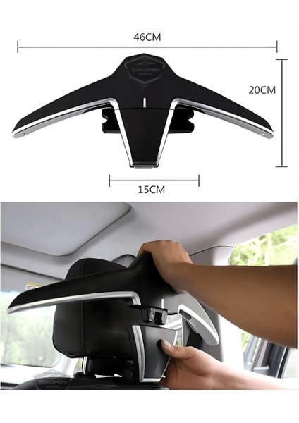 Oto Koltuk Arkası Elbise Askılığı Ceket Askısı Katlanabilir Siyah Araç Içi Askılık Kaydırmaz Yüzeyli Çanta Kıyafet Askısı Yüksek Kalite