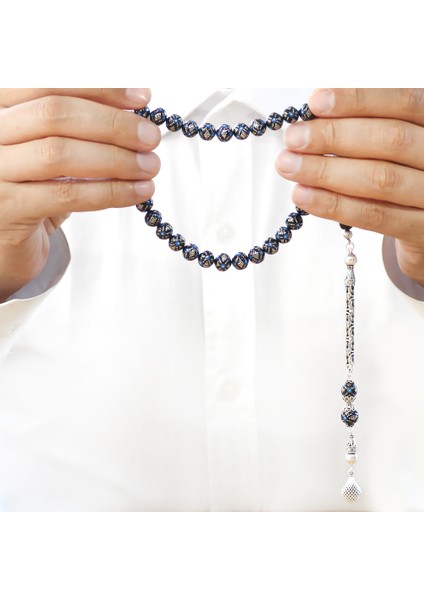 925 Ayar Gümüş Kral Zincir Püsküllü Firuze Gümüş Işleme Küre Kesim Erzurum Oltu Taşı Tesbih fırsatları