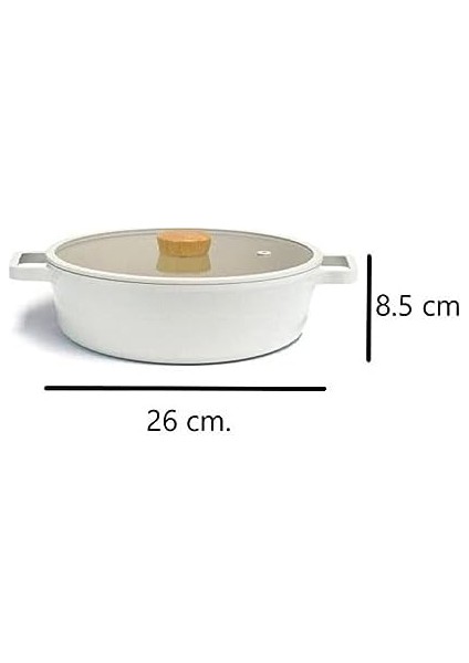 D-NEOF226L Fıka Cam Kapaklı Alumınyum Sıg Tencere 26 cm Be modelleri
