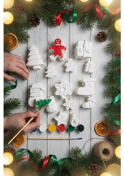 Mega Taştozu Boyama Seti | 14 Parça Yılbaşı Figürleri | Kendin Yap (Dıy) Çocuklar Için modelleri