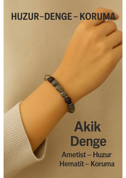 Orijinal Doğal Taş El Yapımı Enerji - Uyum - Denge Sağlayan Bileklik-14