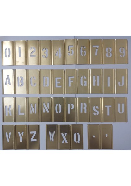 Harf Rakam Şablon Seti Prinç 38 mm 38 Parça