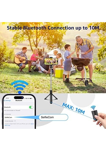 Selfie Çubuğu, 3&apos;ü 1 Arada Bluetooth Selfie Çubuğu, 360° Selfie Çubuğu 14/14PRO Max/ 13/12/11/pro Max/pro/xr/xs/x/8/7, S10/S9/S8, Go Pro modelleri