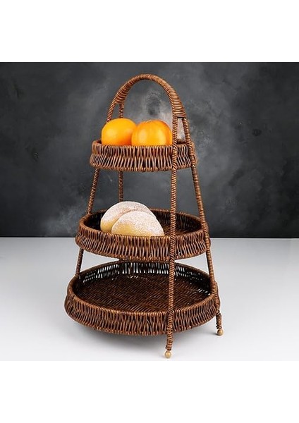 Wicker Serisi Hasır Örme 3 Katlı Sunumluk fiyatları