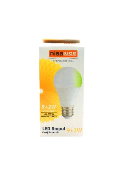 9+2W E27 Beyaz-Yeşil LED Ampul (4887)