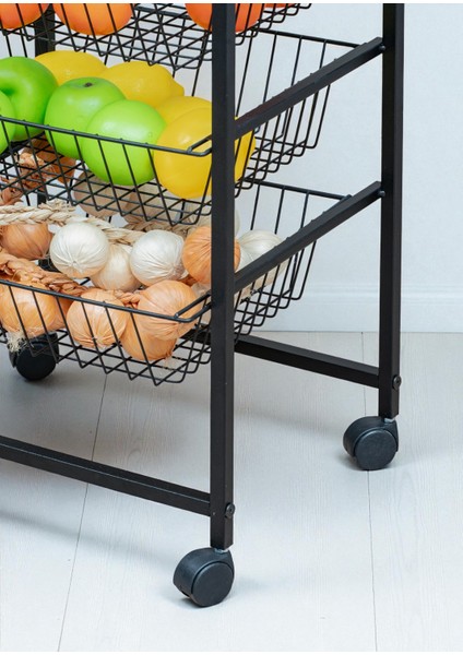 Dekoratif Tekerlekli Metal Sebzelik 4 Tel Sepetli Çam Ahşap Raflı Çok Amaçlı Stand fırsatları