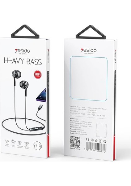 Yüksek Baslı Type-C Kablolu Kulaklık 1.2m (Mikrofonlu)