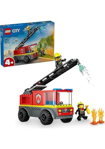 City Merdivenli Itfaiye Kamyonu 60463-4 Yaş ve Üzeri Çocuklar Için Yaratıcı Oyuncak Yapım Seti, Doğum Günü Hediyesi (82 Parça) modelleri