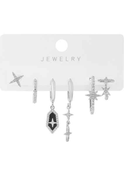 Altılı Set Küpe Silver