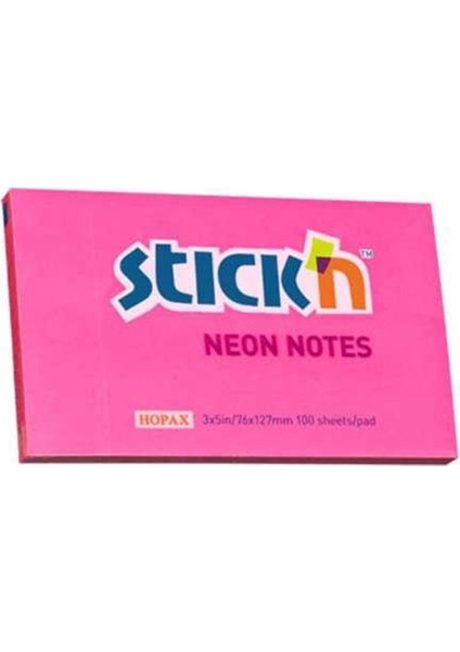 Hopax Stıckn Yapışkanlı Not Kağıdı 76X127 Neon Pembe (12 ADET)HE21169