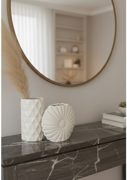 2'li Modern Beyaz Vazo Seti, Pampas Vazosu, Pinterest Vazo, Geometrik Fitilli TASARIM-11CM-EL Yapımı fiyatları