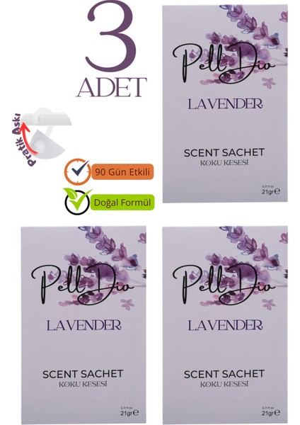 3'lü Lavanta Dolap Ayakkabılık ve Çekmece Parfümlü Kese Kokusu Oda Koku Kesesi
