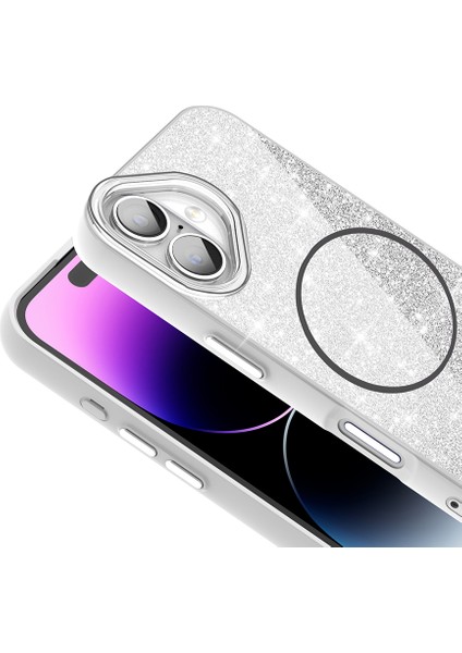 Apple iPhone 17 Uyumlu Magsafe Şarj Özellikli Parlayan Simli Işıltılı Lüks Kapak Kılıf fiyatları