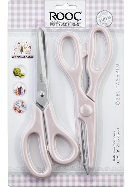 Premium Serisi Ergonomik Saplı Çelik Gıdaya Temasa Uygun 2&apos;li Mutfak, Pembe