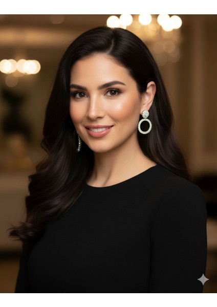 Lara Collectıon Gümüş Rengi Taşlı Halka Küpe - Parlak Kristal Detaylı Daire Model Kadın Takı modelleri