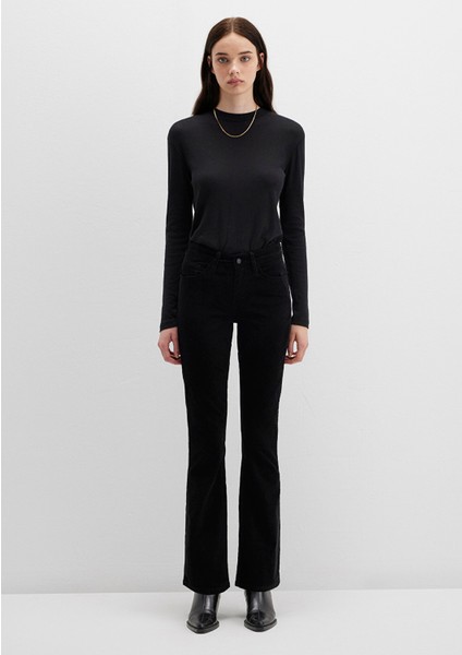 Molly Siyah Kadife Pantolon 1013682991