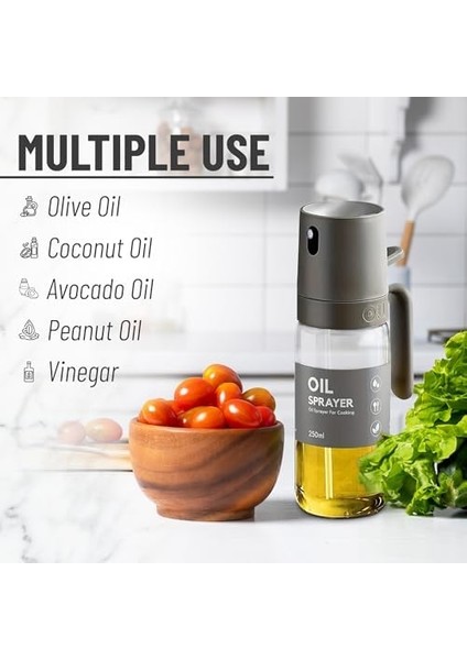 Yağ Püskürtücü Mutfak Aleti Pişirme Için Yüksek Borosilikat Cam Yağ Püskürtücü Bay, 250 ml Zeytinyağı Sprey Şişesi, Airfryer, Salata, Barbekü, Mutfak Pişirme, Kavurma, Koyu Gri modelleri
