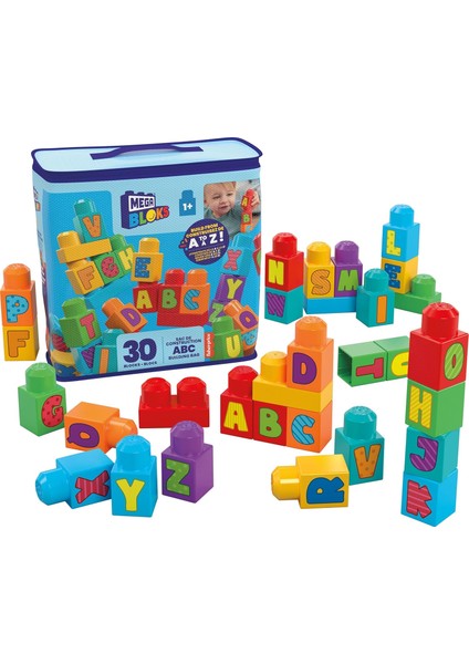 Bloks Alfabeli Blok Çantası Çocuklar Için Bloks Alfabeli Blok Çantası (30 Parçalı) ve Yeniden Kullanılabilen Saklama Çantası HRR60