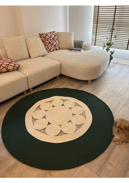 Jutella Hasır Krem Ortası Kurabiyeli Jüt Hasır Yuvarlak Modern Salon Banyo Kilim Halı Paspas Yolluk fiyatları