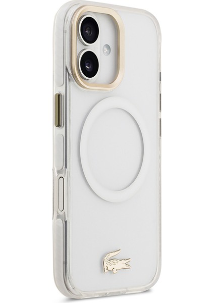 iPhone 17 Kılıf Lacoste Orjinal Lisanslı M-Safe Şarj Özellikli Gold Timsah Logolu Buzlu Kapak Beyaz fırsatları