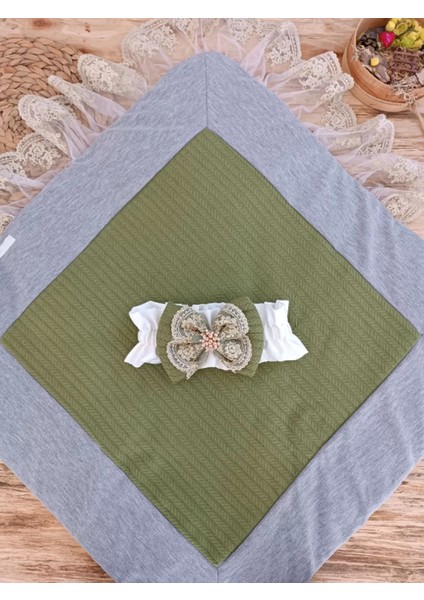 Yenidoğan Teri Cotton Taç Nakışlı Prizma Taş Kundak Bebek Battaniyesi Yeşil fırsatları
