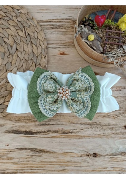 Yenidoğan Teri Cotton Taç Nakışlı Prizma Taş Kundak Bebek Battaniyesi Yeşil