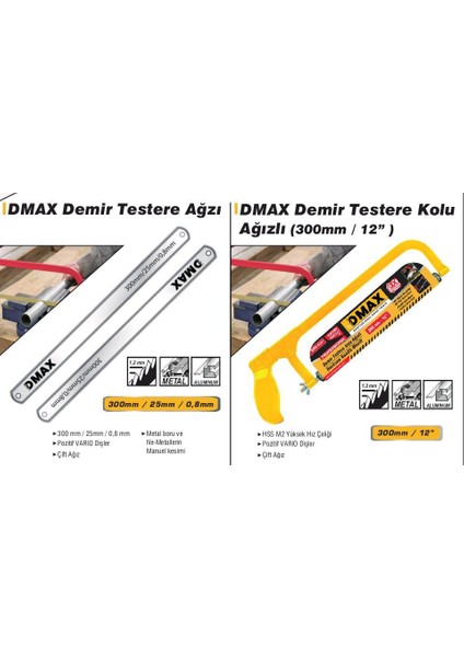 Demir Testere Kolu Döküm Çok Amaçlı Testere Demir ve Ahşap Kesme Dayanıklı & Ergonomik Testere (2 Adet Demir Testere Ağzı ile Birlikte)