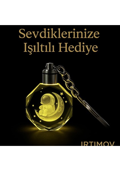 Astronot Tasarımlı Renk Değiştiren LED Işıklı Kristal Anahtarlık | Işıltılı Hediye Anahtarlık fiyatları