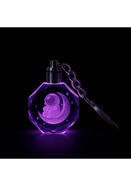 Astronot Tasarımlı Renk Değiştiren LED Işıklı Kristal Anahtarlık | Işıltılı Hediye Anahtarlık modelleri