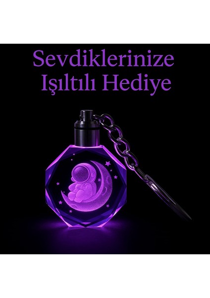Astronot Tasarımlı Renk Değiştiren LED Işıklı Kristal Anahtarlık | Işıltılı Hediye Anahtarlık fırsatları