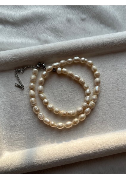 Gerçek Inci Çelik Aparatlı Kararmaz Kolye El Yapımı modelleri