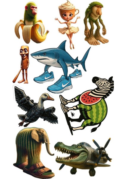 Brainrot Telefon Laptop Notebook Tablet Defter Matara Stiker Etiket ST2028