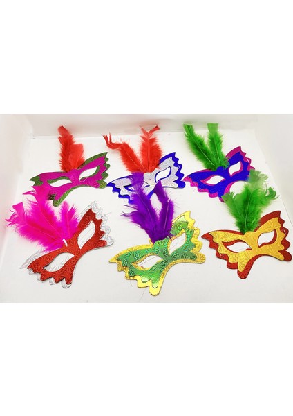 Renkli Parti Maskesi 639LI | Tüylü Karton Maske Seti (Lastikli) fiyatları