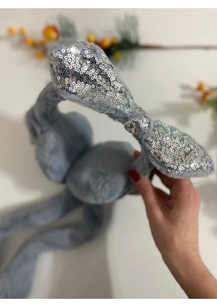 Peluş Tavşan Kulaklı Hareketli Yumuşak Sıcak Tutan Kulaklık