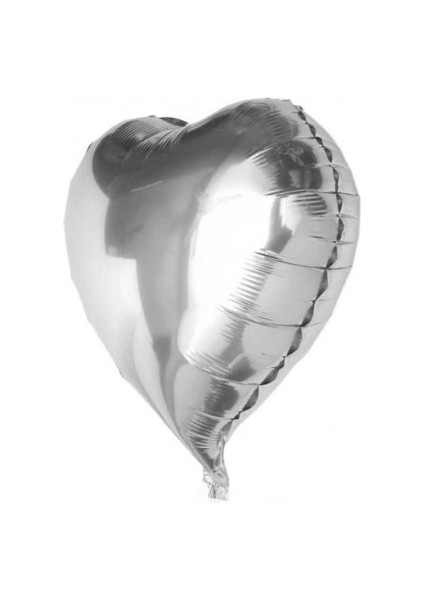 Kalp Balon Folyo Gümüş 60 cm 24 Inç - Lisinya