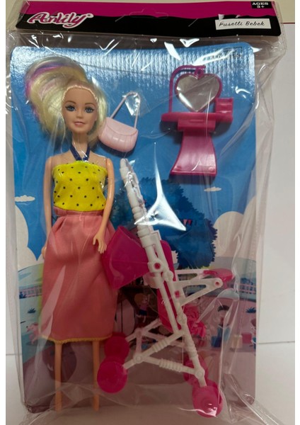 Anlily Dolapli Bebek Oyun Seti Pusetli