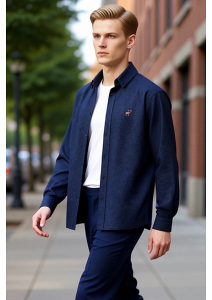 Erkek Casual Flanel Gömlek Regular Kesim Uzun Kollu Nakışlı Tasarım Ile Konfor Fonksiyonel indirimleri