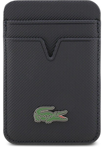 iPhone 17 Pro Kılıf Lacoste Lisanslı M-Safeli Pu Pike Desenli Metal Logolu Kartlıklı Kapak Lacivert