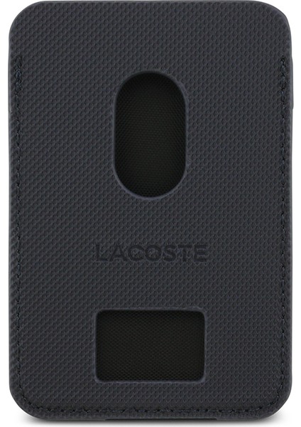 iPhone 17 Pro Kılıf Lacoste Lisanslı M-Safeli Pu Pike Desenli Metal Logolu Kartlıklı Kapak Lacivert