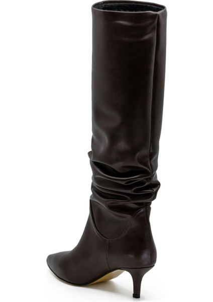 Vegan 6.5 cm Kısa Rahat Topuklu Sivri Burunlu Körüklü Uzun Kadın Çizme fiyatları