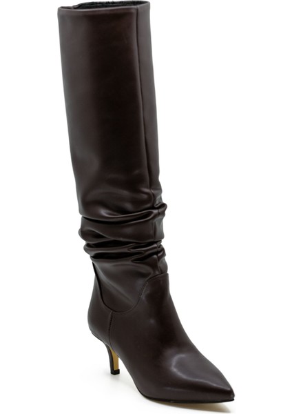 Vegan 6.5 cm Kısa Rahat Topuklu Sivri Burunlu Körüklü Uzun Kadın Çizme modelleri