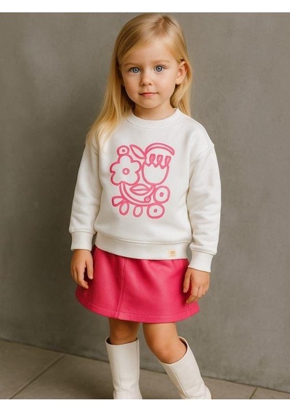 Kız Çocuk Pamuklu Çiçek Desenli Sweatshirt fiyatları