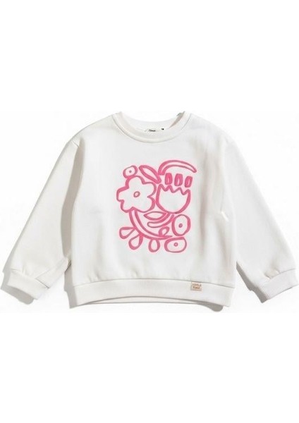 Kız Çocuk Pamuklu Çiçek Desenli Sweatshirt fırsatları