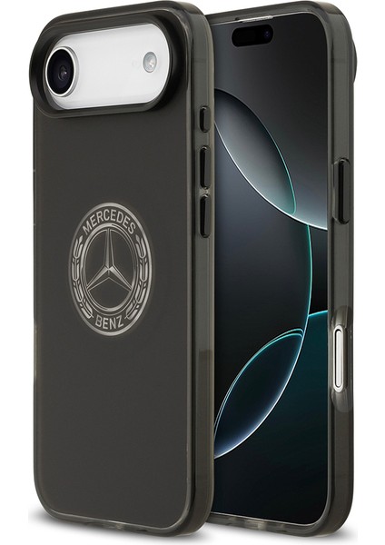 iPhone 17 Air Uyumlu Kılıf Mercedes Benz Lisanslı M-Safeli Buzlu Pc Nostaljik Yıldız Kapak Siyah