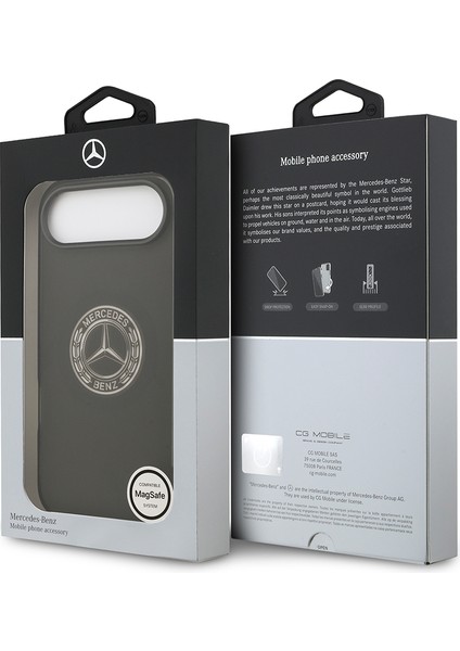 iPhone 17 Air Uyumlu Kılıf Mercedes Benz Lisanslı M-Safeli Buzlu Pc Nostaljik Yıldız Kapak Siyah